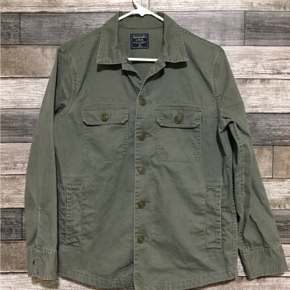 Abercrombie Fitch Shirt Jacket Men’s XS Green Canvas Military Pockets - Picture 4 of 10
